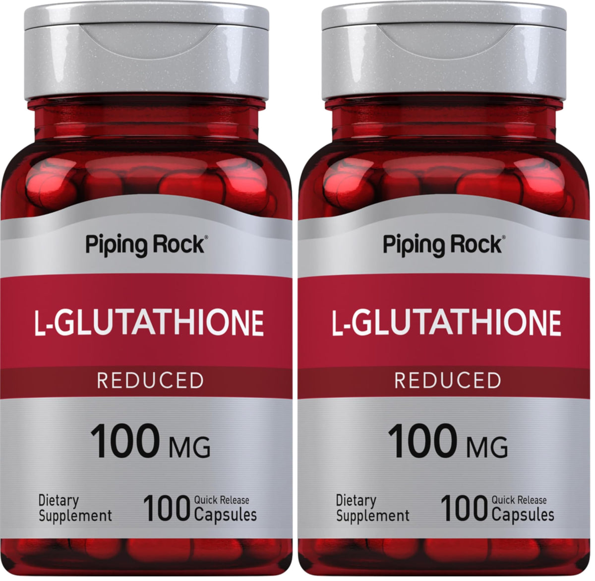 Piping Rock L-Glutathione bottle front view, compact daily wellness option