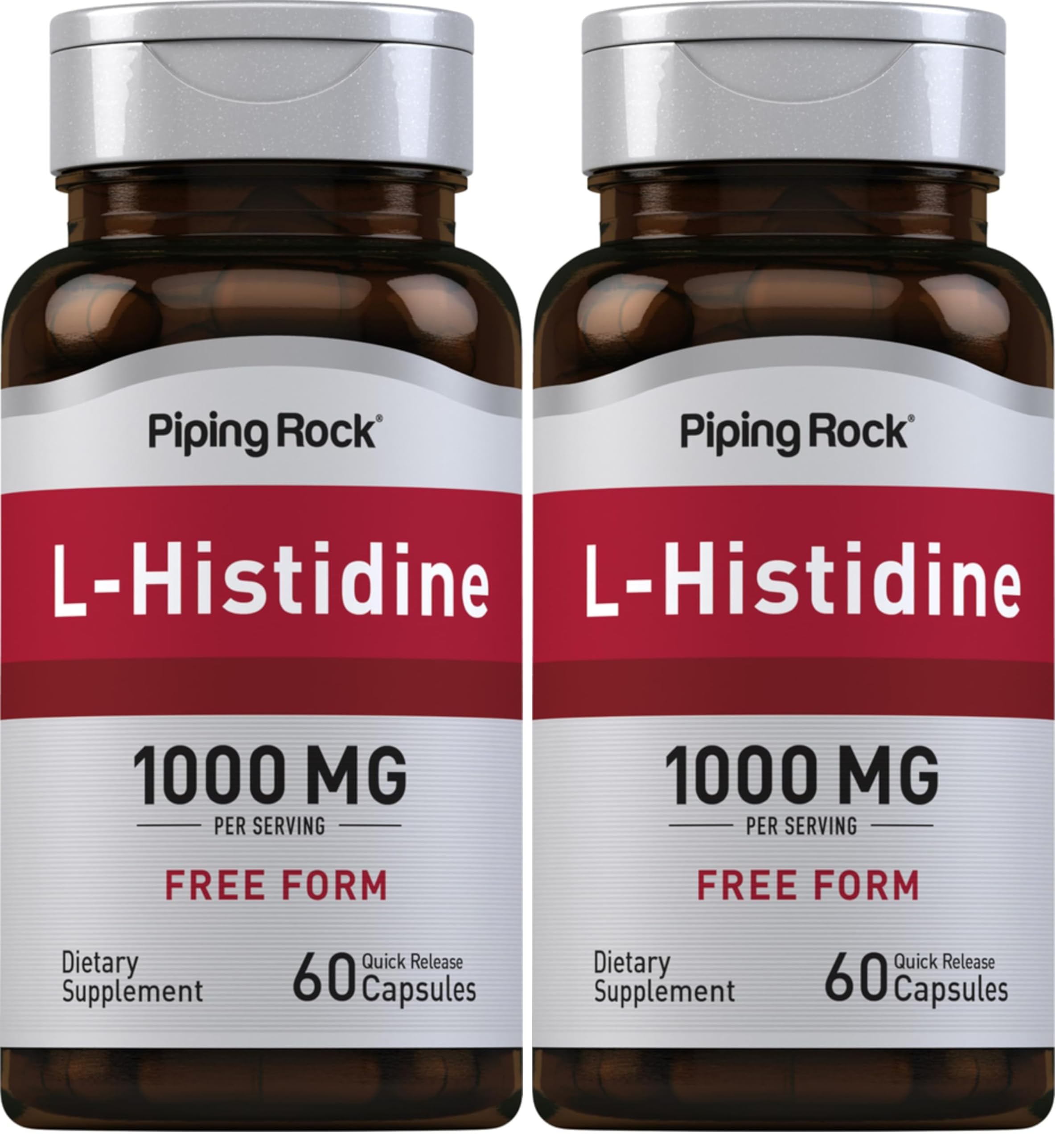 Piping Rock L-Histidine 1000 mg bottle front view for daily wellness support