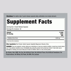 Piping Rock L-Histidine 1000 mg bottle label close-up shows clean ingredients