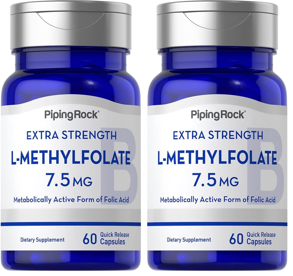 Piping Rock L-Methylfolate 7.5 mg bottle front for daily folate support.