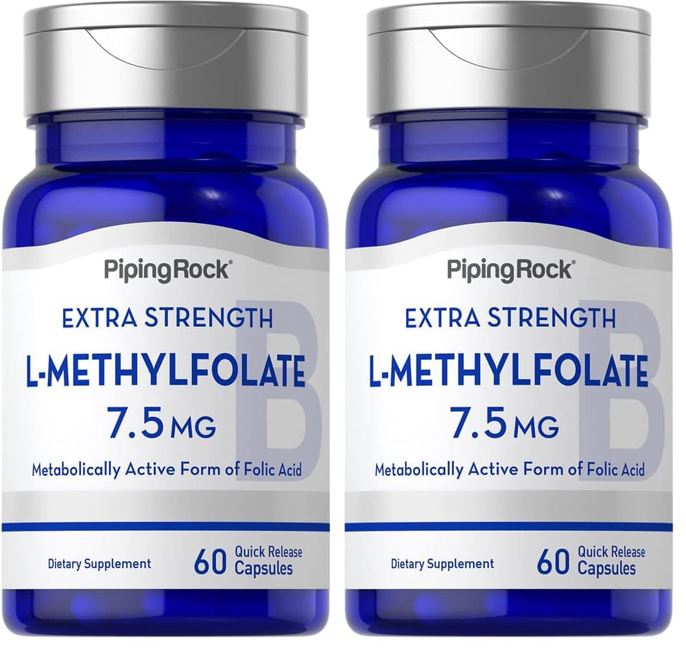 Piping Rock L-Methylfolate 7.5 mg bottle front for daily folate support.