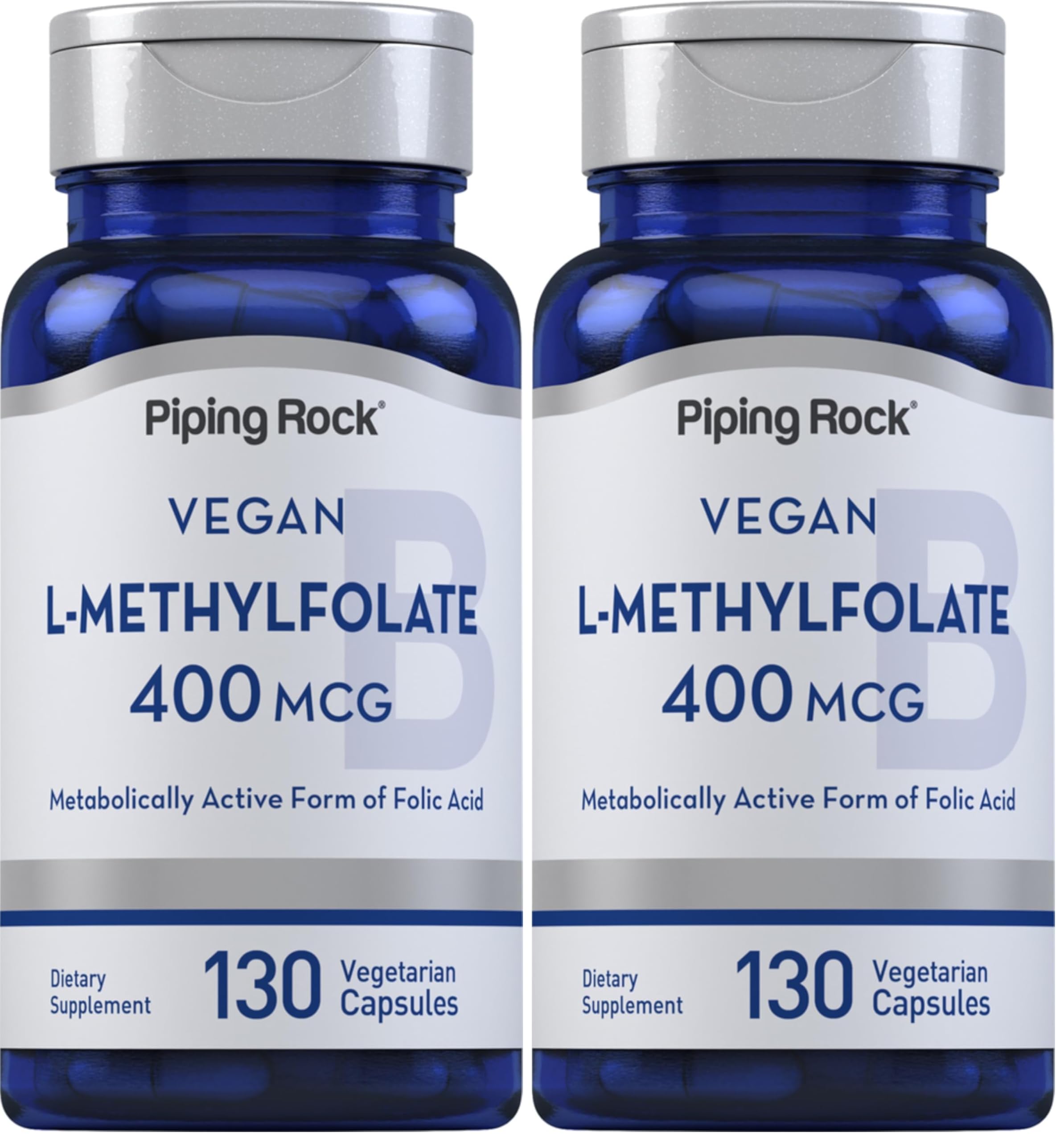 Piping Rock L-Methylfolate bottle front view for daily wellness support.