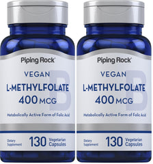 Piping Rock L-Methylfolate bottle front view for daily wellness support.