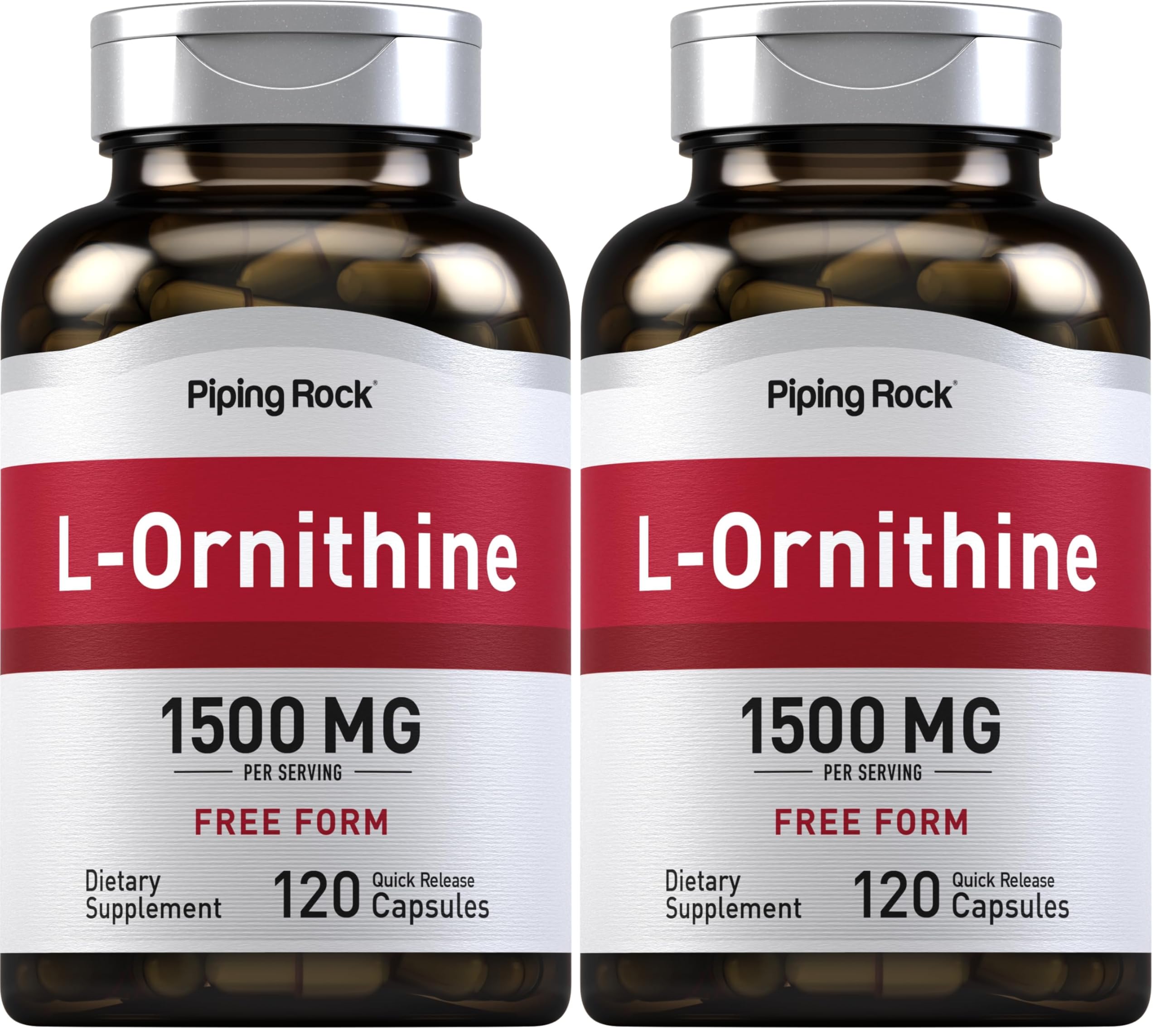 Piping Rock L-Ornithine bottle for convenient daily use.