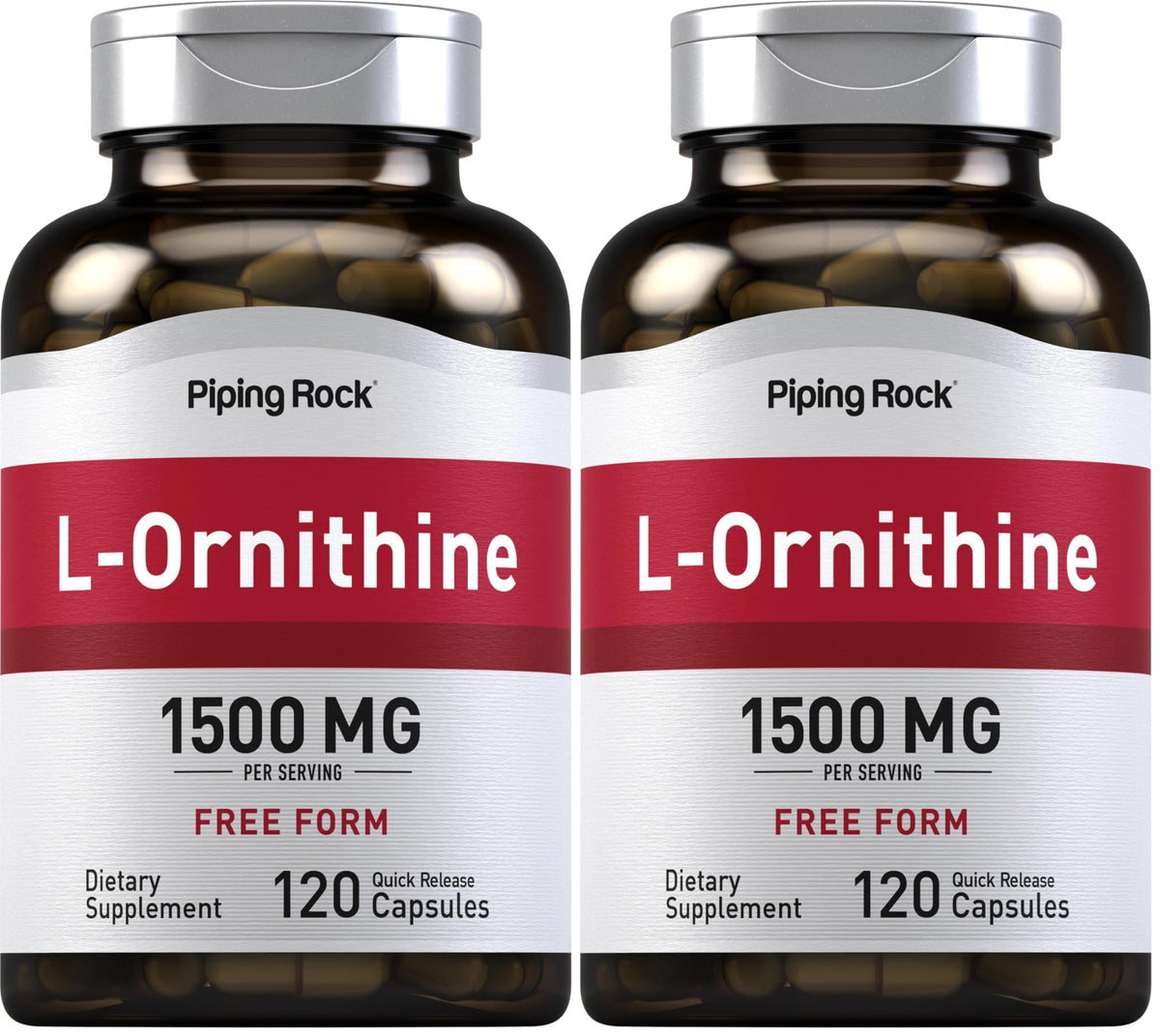 Piping Rock L-Ornithine bottle for convenient daily use.