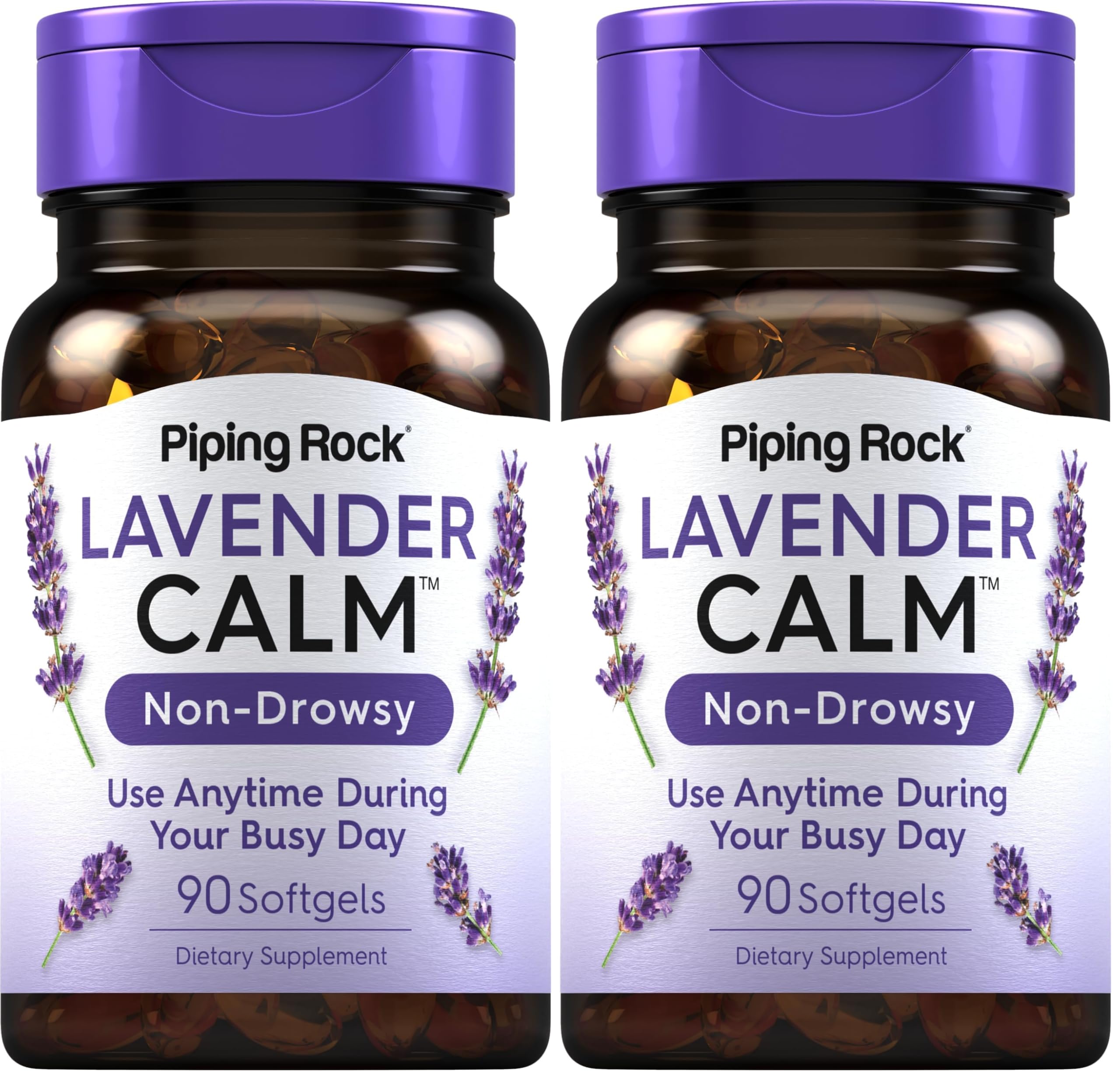 Piping Rock Lavender Calm Pill bottle with daily softgels for daytime calm