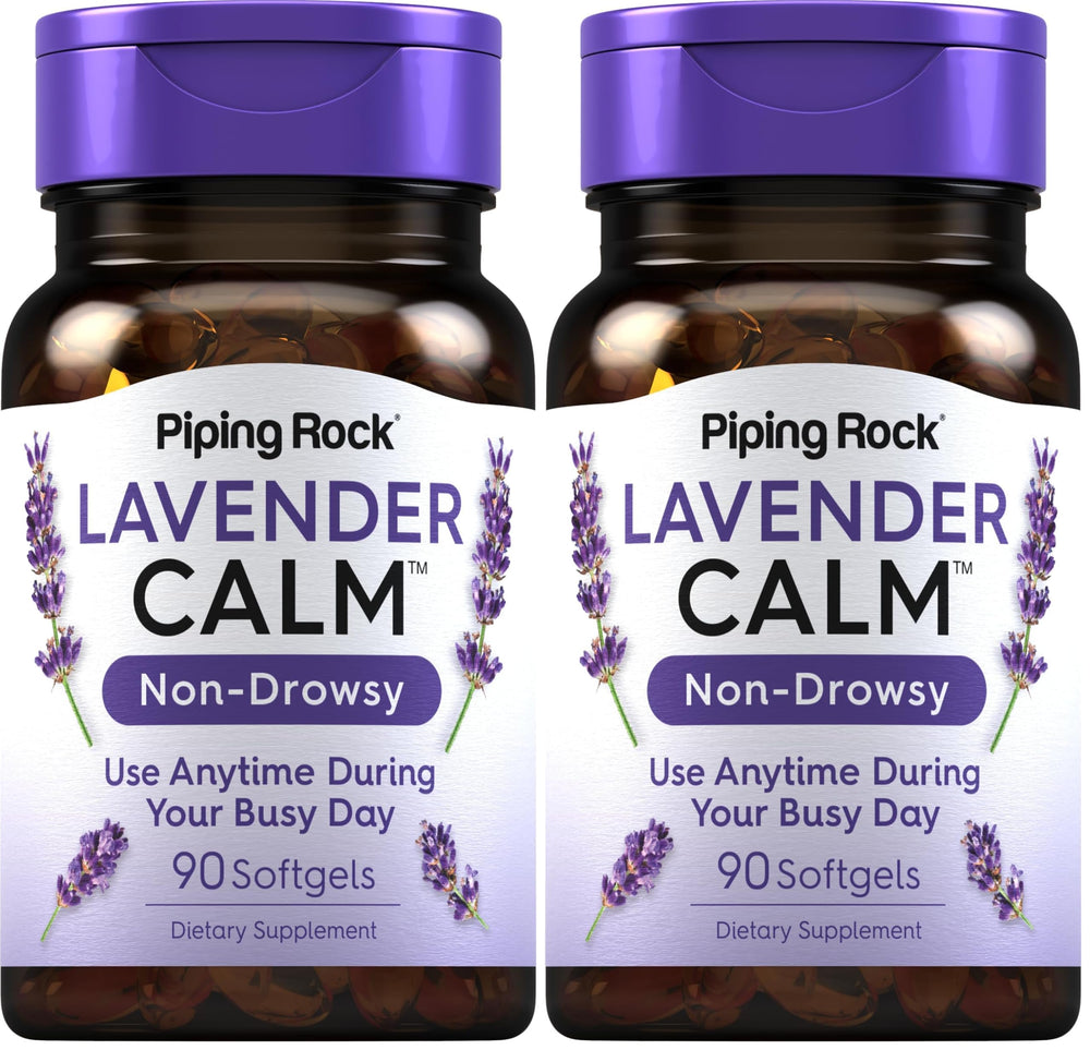 Piping Rock Lavender Calm Pill bottle with daily softgels for daytime calm