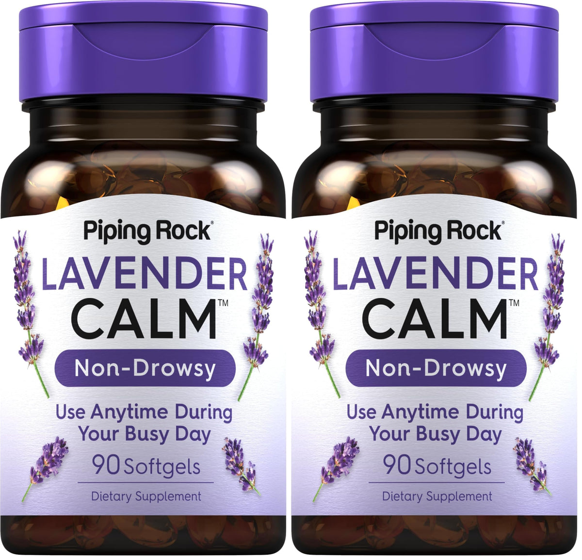 Piping Rock Lavender Calm Pill bottle with daily softgels for daytime calm
