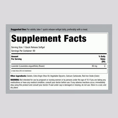 Piping Rock Lavender Calm Pill label displaying ingredients and purity notes