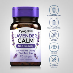 Piping Rock Lavender Calm Softgels 80mg close-up and smooth texture