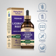 Piping Rock liquid herb drops bottle close-up highlighting convenient usage.