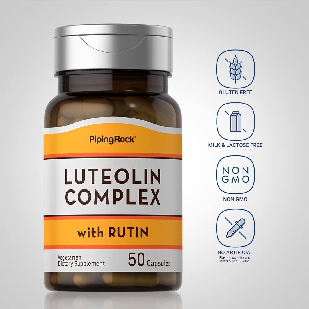 Piping Rock Luteolin complex bottle highlighting rutin plus luteolin benefits