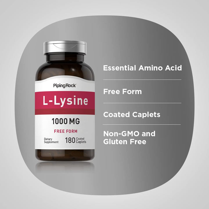 Piping Rock L-Lysine 1000mg vegetarian formula for plant-based diets