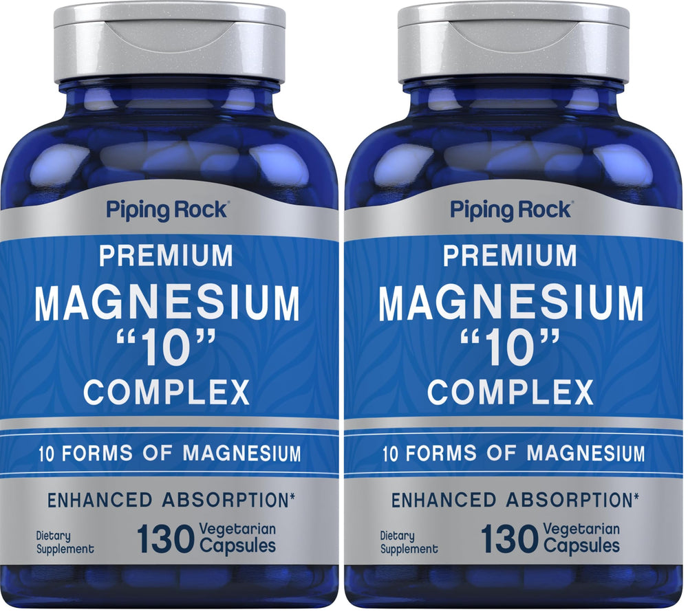 Piping Rock Magnesium 10-in-One Complex bottle with convenient capsules for daily wellness
