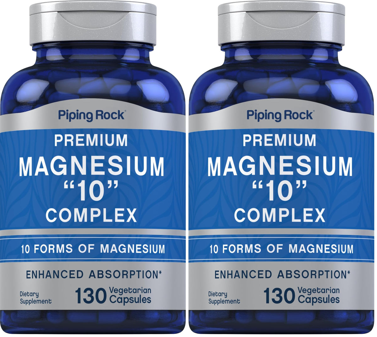 Piping Rock Magnesium 10-in-One Complex bottle with convenient capsules for daily wellness