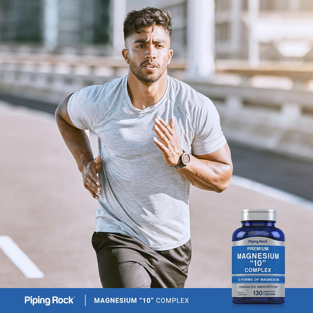 Piping Rock Magnesium 10-in-One Complex bottle on kitchen counter for daily routine