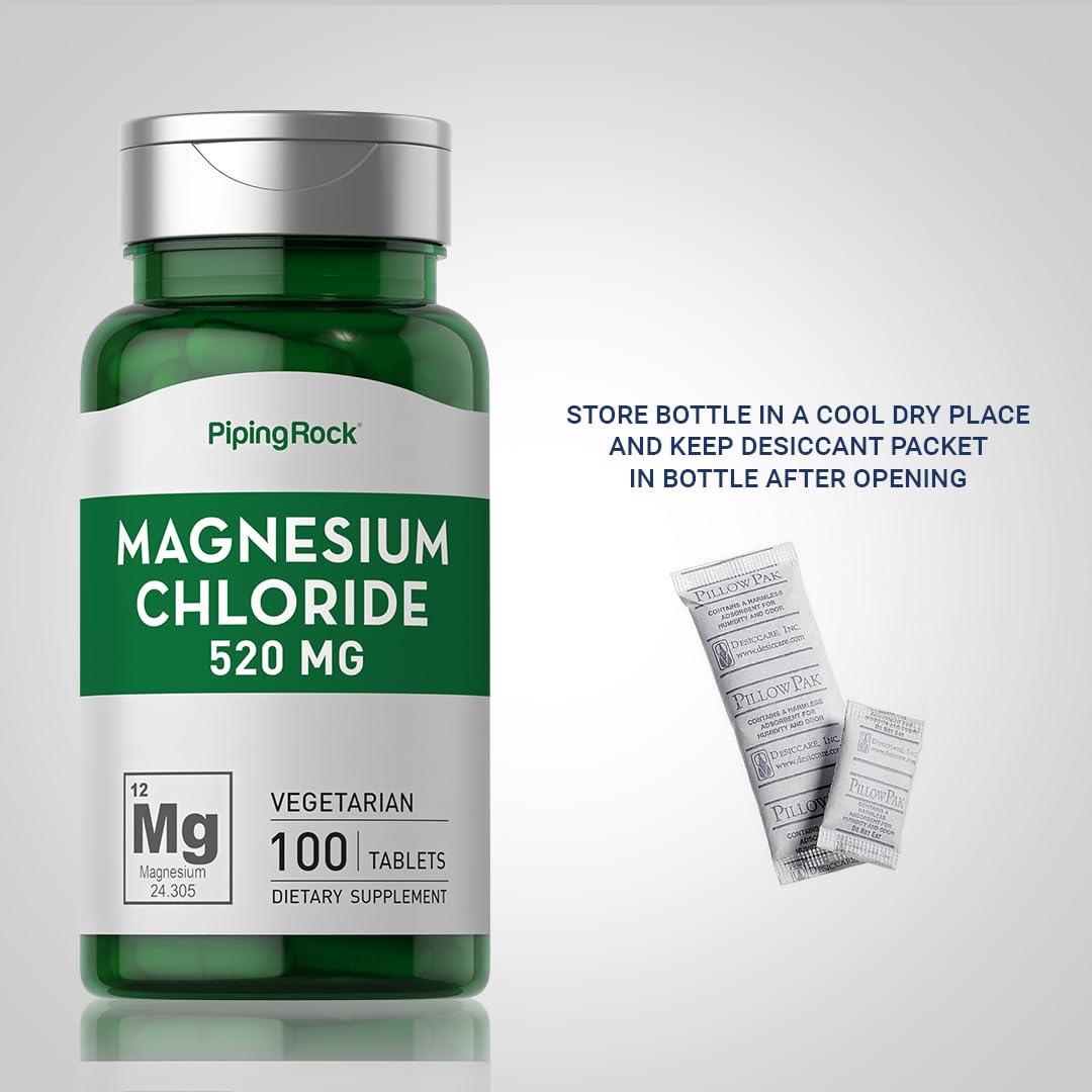 Lab-tested seal on Piping Rock magnesium chloride bottle indicating quality.