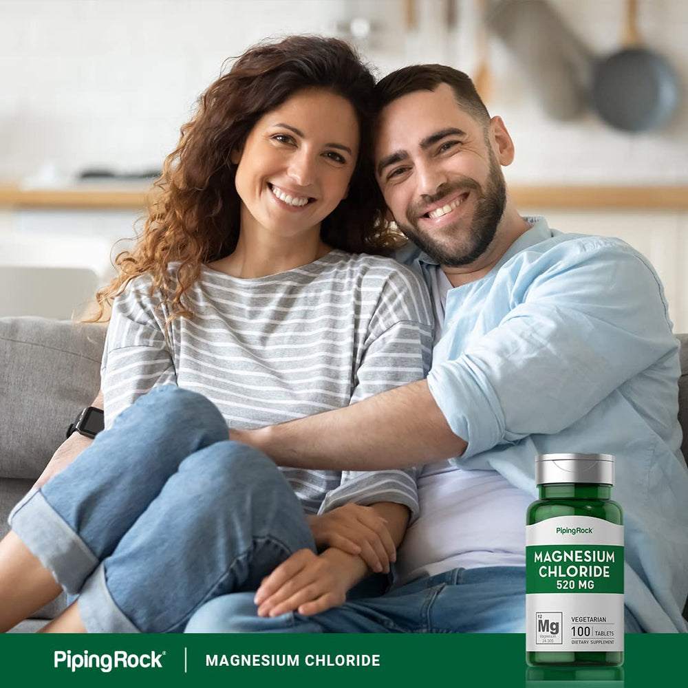 Packaging shows non-GMO and gluten-free formula for Piping Rock magnesium chloride.