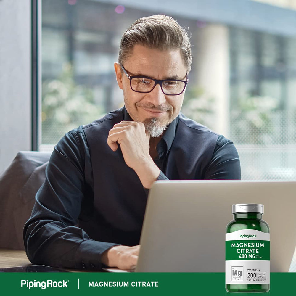 Piping Rock Magnesium Citrate with non-GMO symbol signals product integrity.