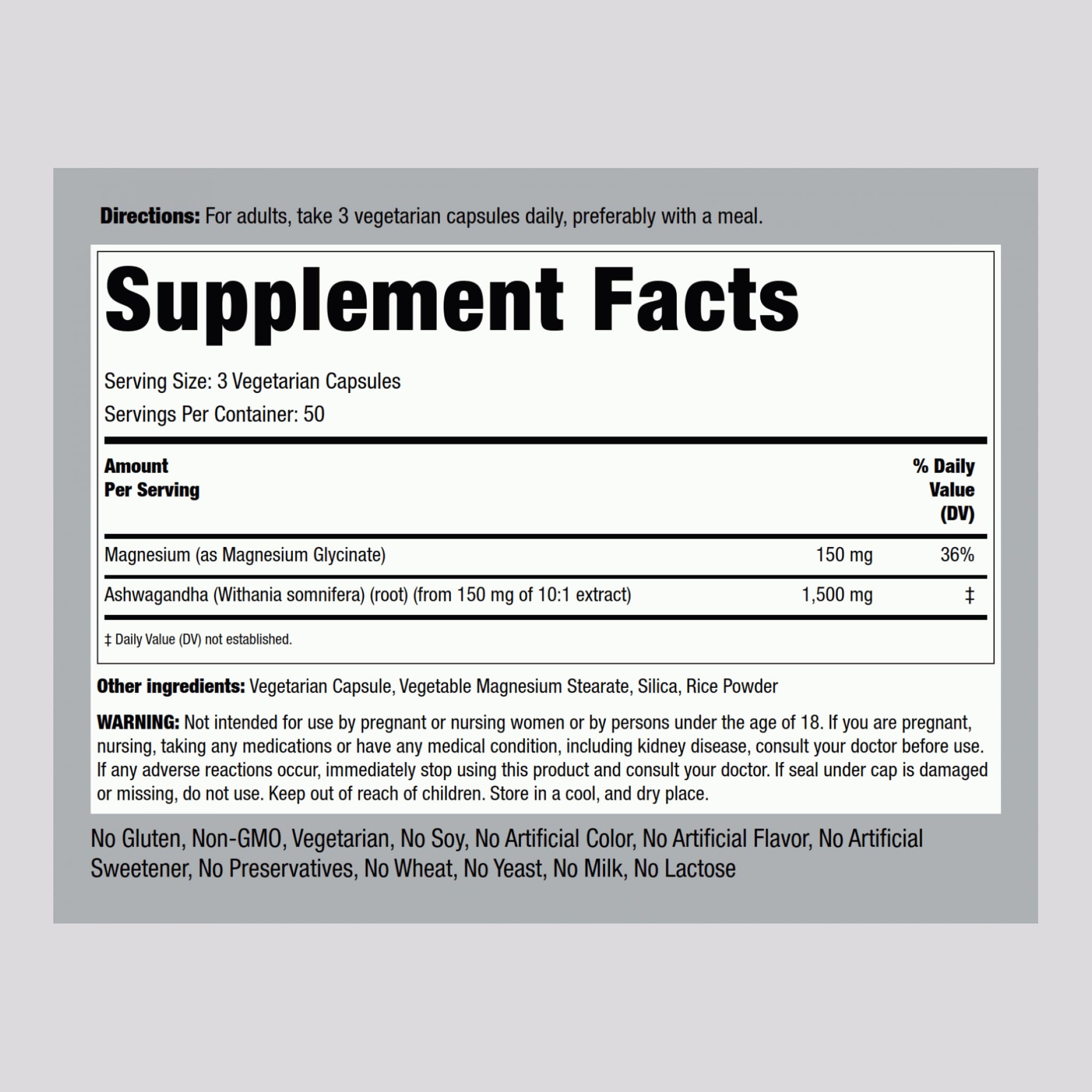 Piping Rock Magnesium Glycinate and Ashwagandha capsules offer easy intake for relaxation