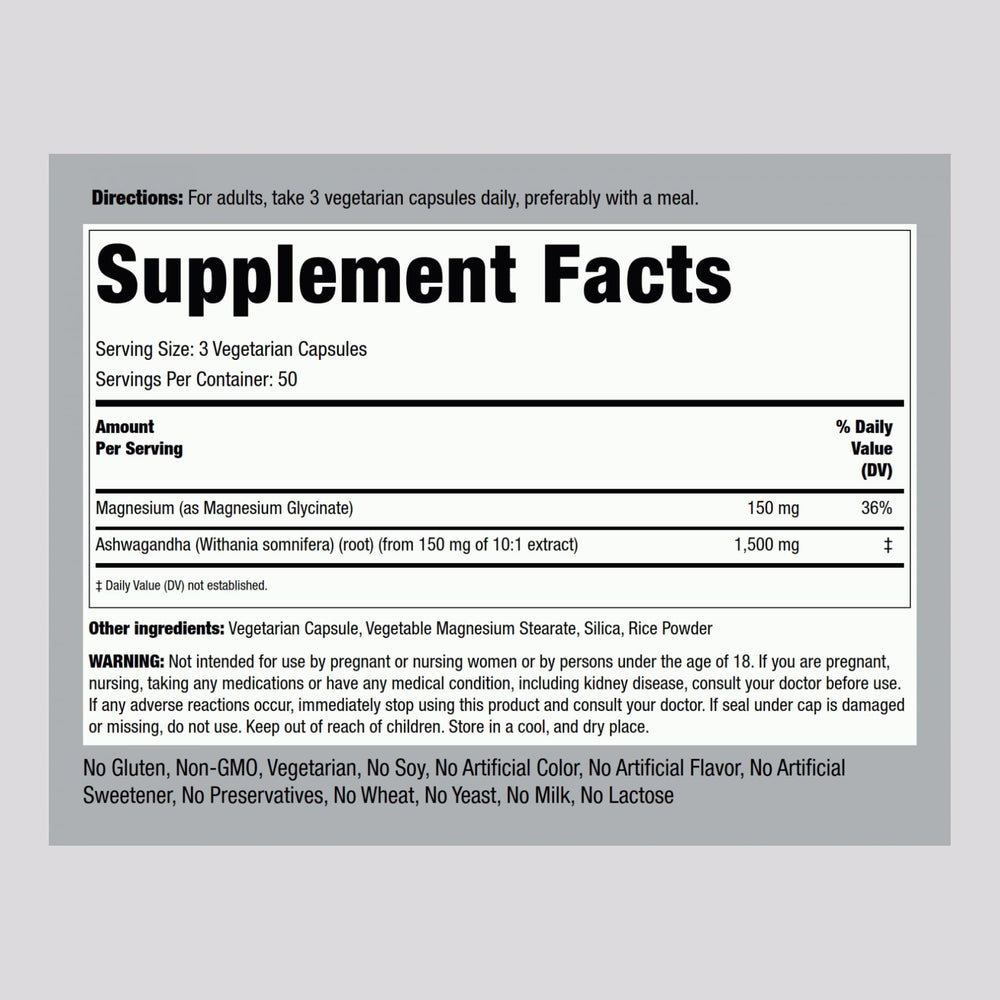 Piping Rock Magnesium Glycinate and Ashwagandha capsules offer easy intake for relaxation