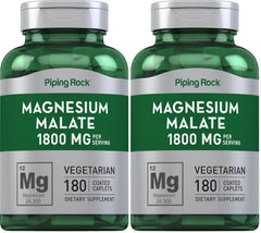 Piping Rock Magnesium Malate bottle pour reveals 1800 mg per serving