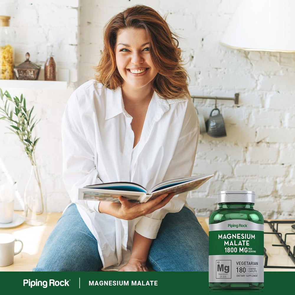 Piping Rock Magnesium Malate supplement facts panel close-up for informed choices