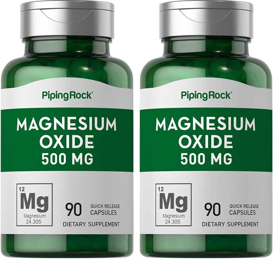 Piping Rock Magnesium Oxide capsules bottle front for daily mineral support.