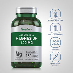 Piping Rock Magnesium Softgels closeup — quick-release softgels for easy swallowing