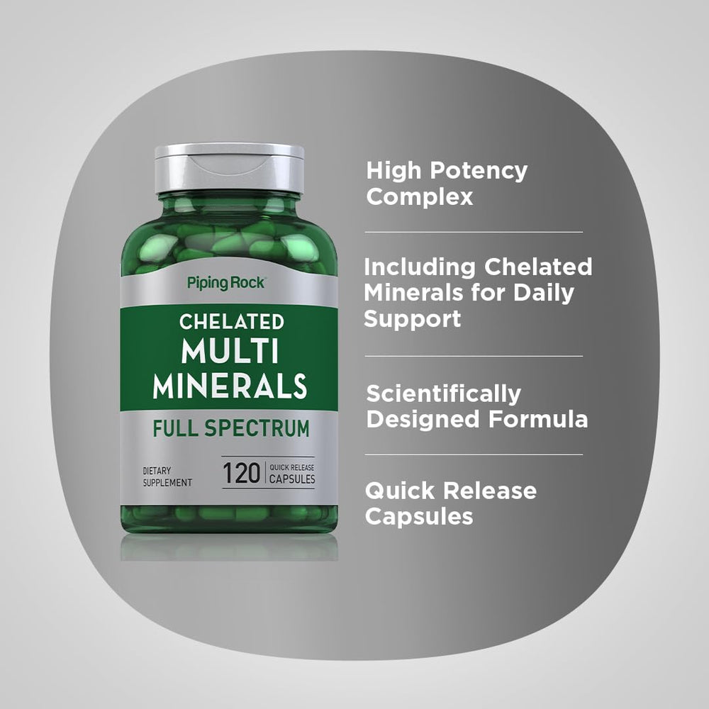 Piping Rock Mega Multi Mineral pack-of-2 image communicates value and iron-free benefits.