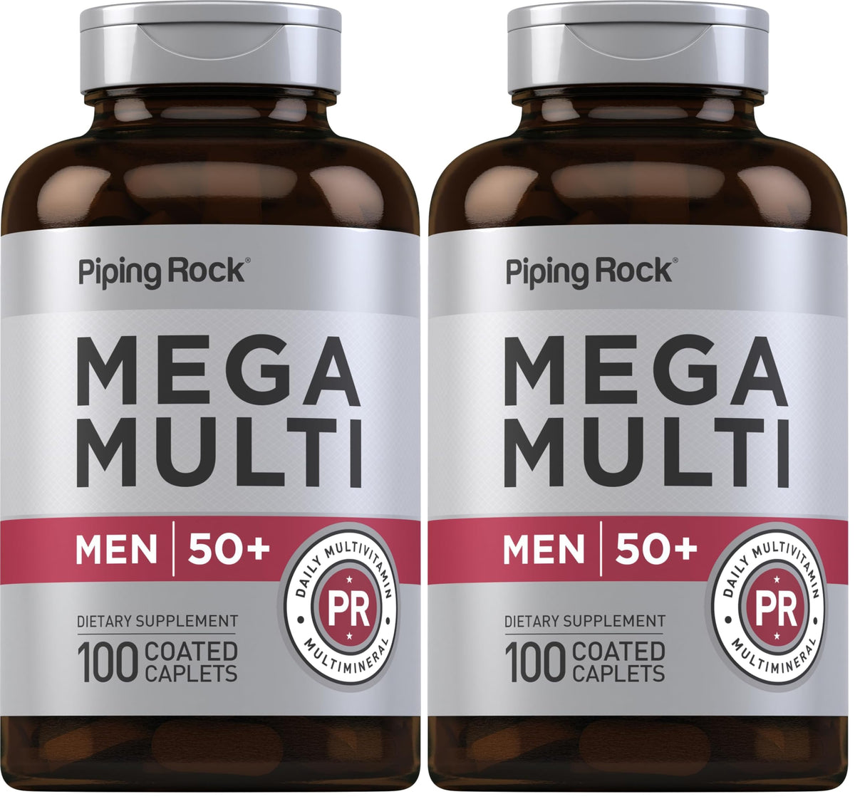 Piping Rock Men 50+ Multivitamin bottle front supports daily wellness