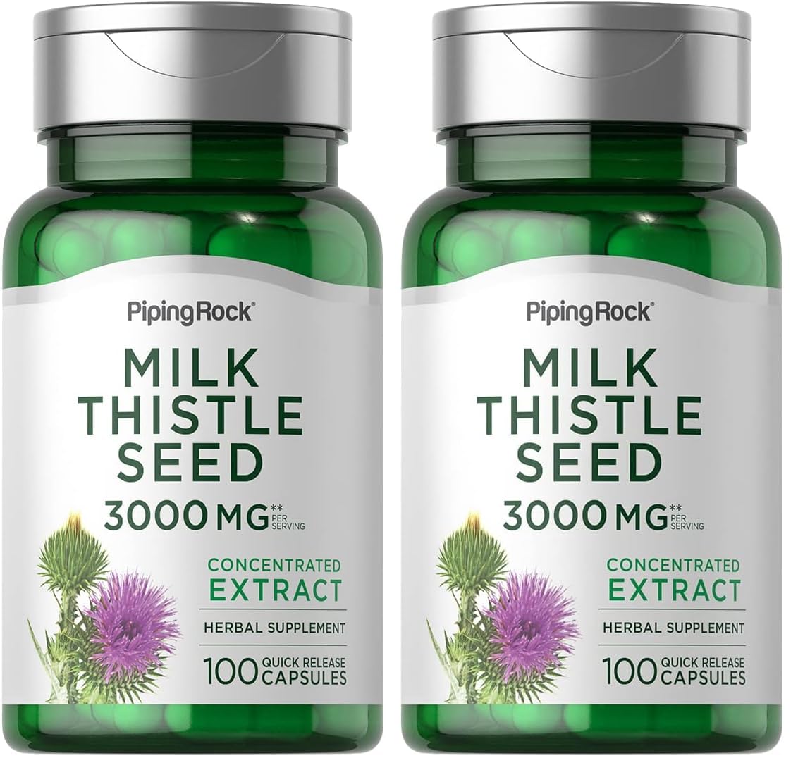 Piping Rock Milk Thistle bottle front for convenient daily use.