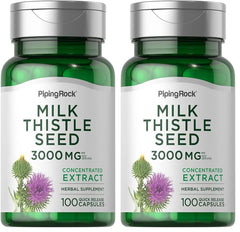Piping Rock Milk Thistle bottle front for convenient daily use.