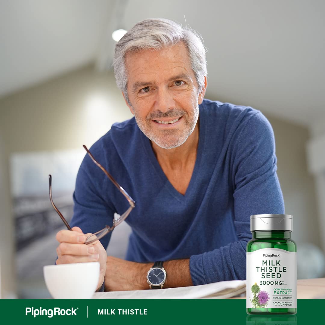 Piping Rock Milk Thistle ingredients close-up highlighting herbal blend.