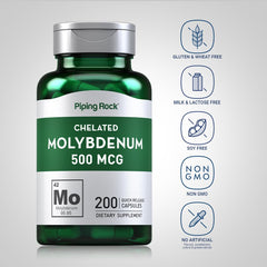 Bottle label on Piping Rock molybdenum supplement