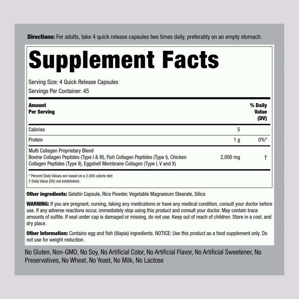 Piping Rock Multi Collagen capsules closeup highlighting quick-release capsules.