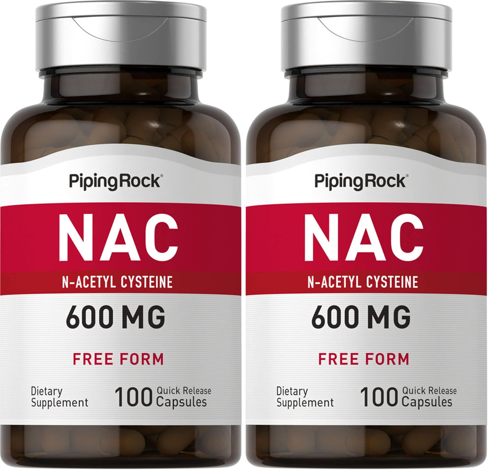 Piping Rock NAC 600mg bottle; supports daily wellness routine.