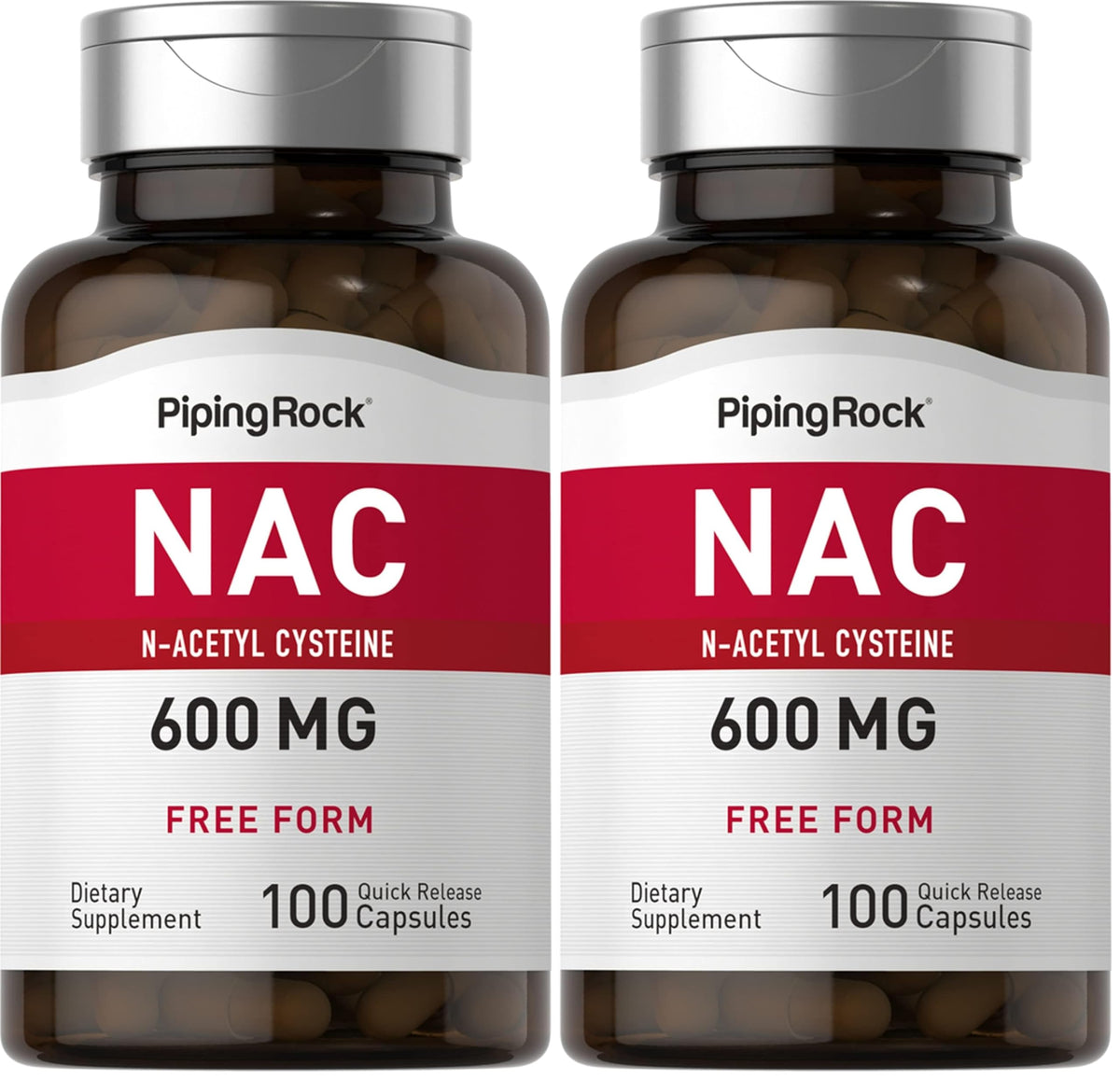 Piping Rock NAC 600mg bottle; supports daily wellness routine.