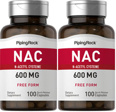 Piping Rock NAC 600mg bottle; supports daily wellness routine.