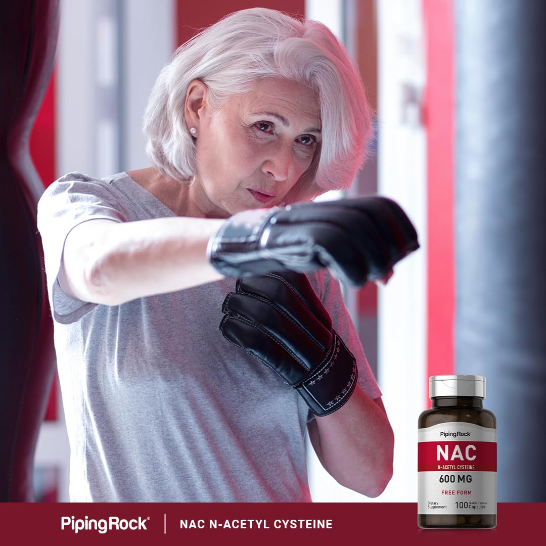 NAC bottle beside a glass suggests easy daily use.