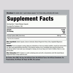 Close-up of NAC capsules highlighting free-form amino acids.
