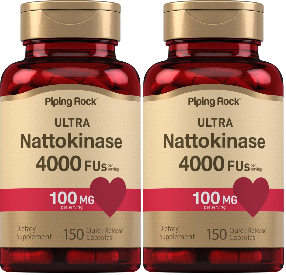 Piping Rock nattokinase 4000 FU bottle view for easy daily use