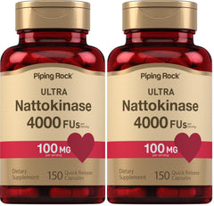 Piping Rock nattokinase 4000 FU bottle view for easy daily use