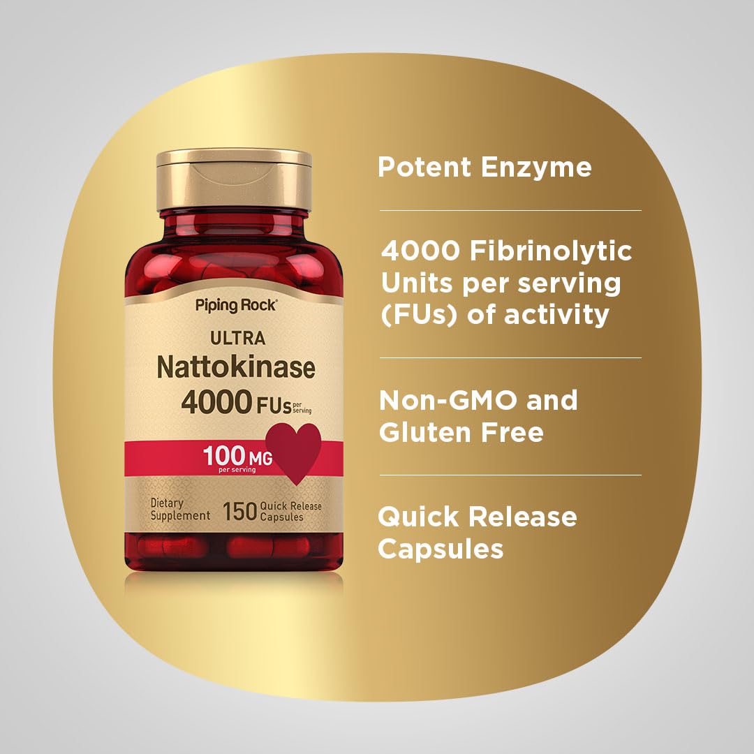 Piping Rock nattokinase 4000 FU label detail with dosage information