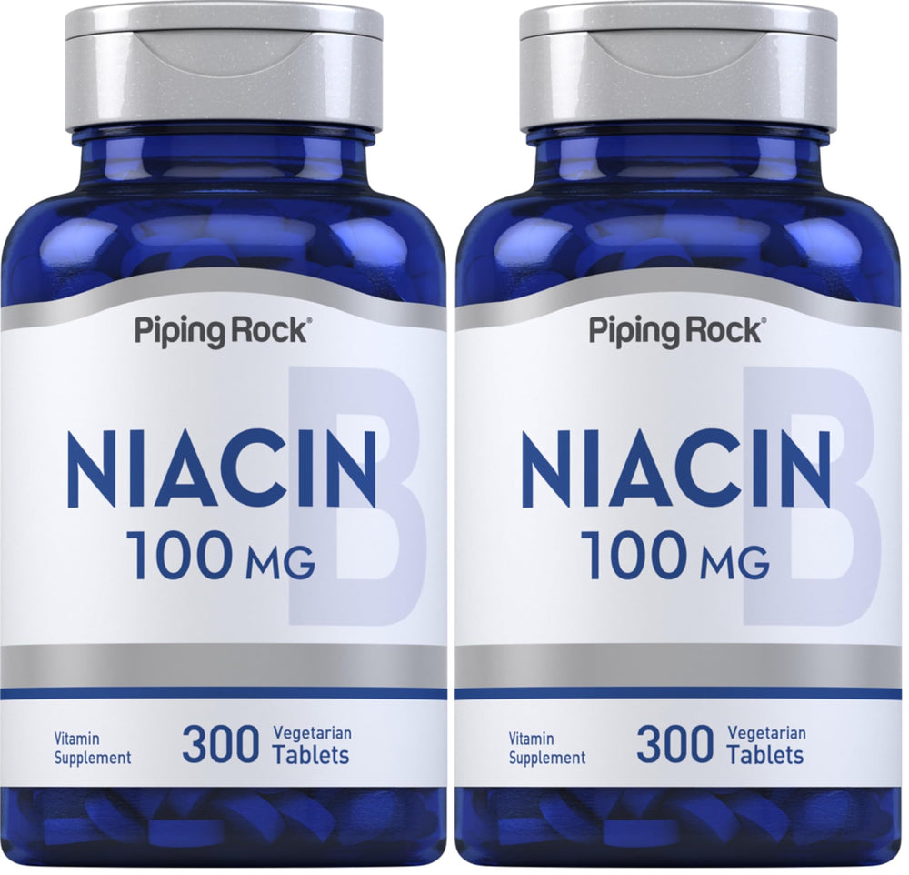 Piping Rock Niacin 100mg bottle front view with label for daily wellness