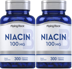 Piping Rock Niacin 100mg bottle front view with label for daily wellness