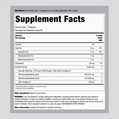 Piping Rock Omega-3 lemon bottle label highlighting 1370 mg omega-3 per serving