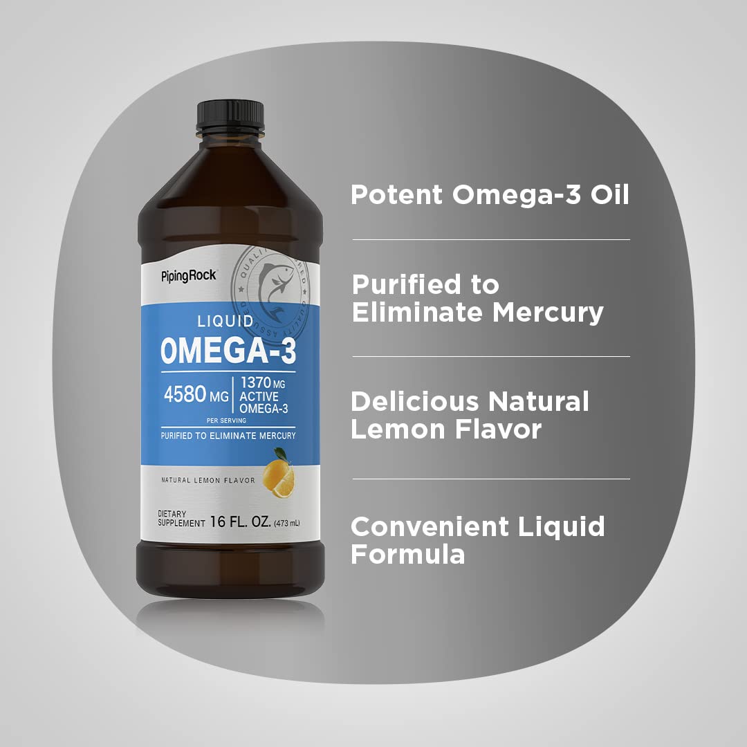 Piping Rock Omega-3 measuring spoon near bottle for convenient dosing