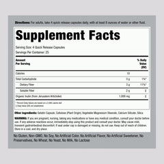 Close-up of Piping Rock Organic Inulin Capsules showing convenient quick-release capsules.