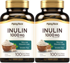 Piping Rock Organic Inulin Capsules bottle front highlighting the 1000 mg fiber option for daily use.